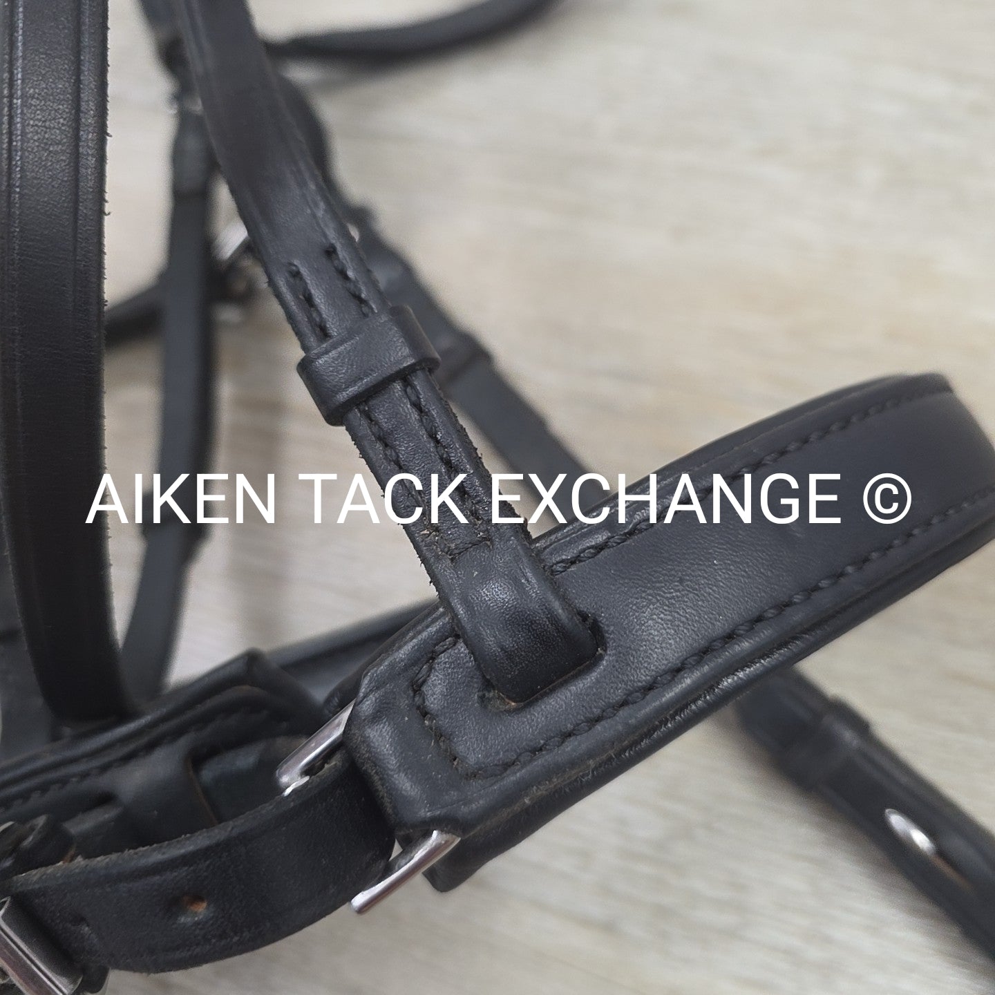 Plain Monocrown Bridle with Red Barn Calf Lined Dressage Reins, Black, Size Full