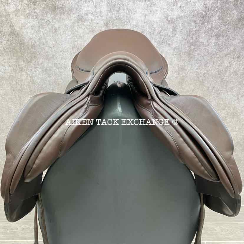 **SOLD** 2019 Custom Saddlery Monte Carlo Monoflap Jump Saddle, 17.5" Seat, Adjustable Tree, Wool Flocked Hybrid Panels