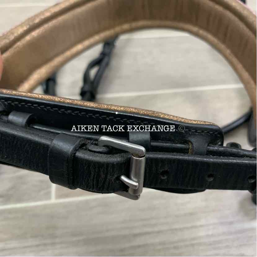Halter Ego Rolled Leather Snaffle Bridle, No Reins, Missing Flash Strap, Oversiz