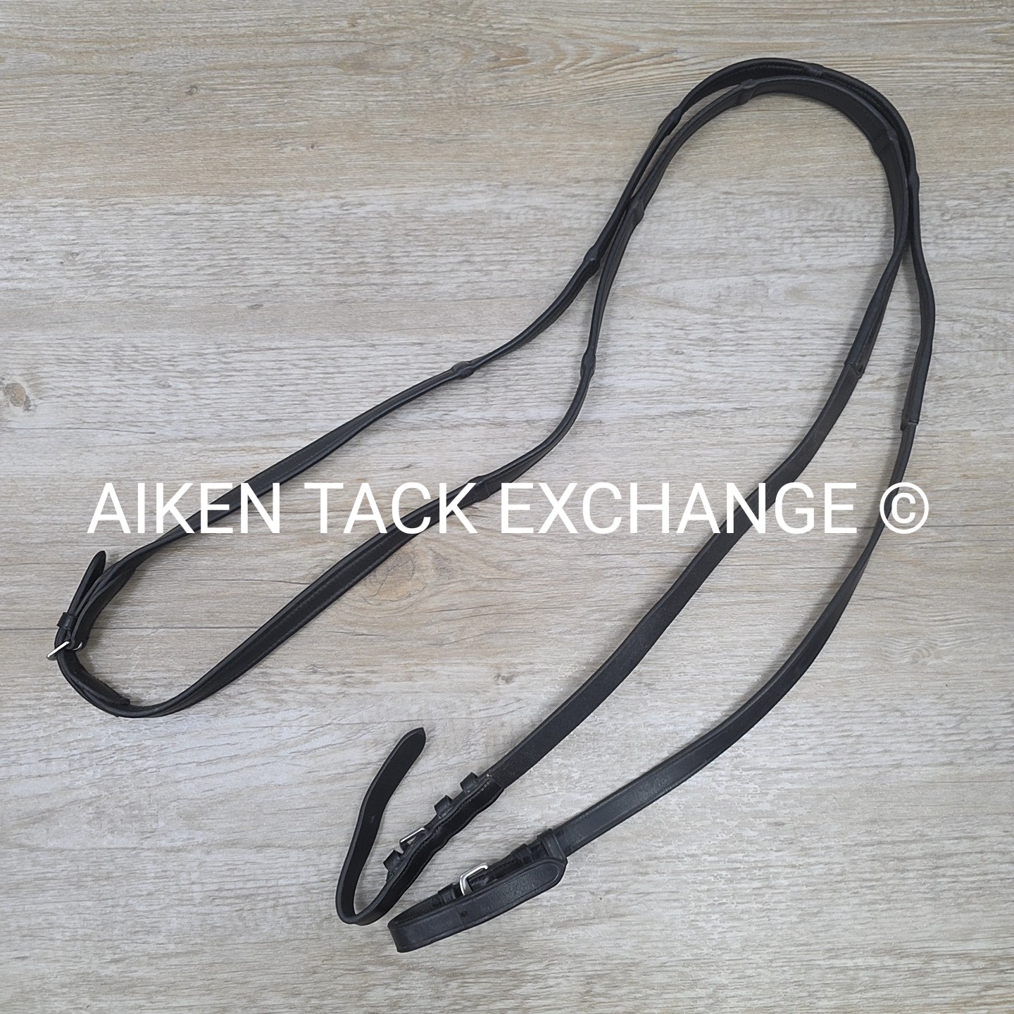 KL Select Red Barn Calf Lined Reins, Black, Size Full