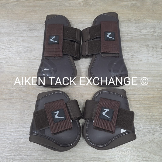 Horze Open Front Tendon Boot Set, Front & Hind, Brown, Size Full