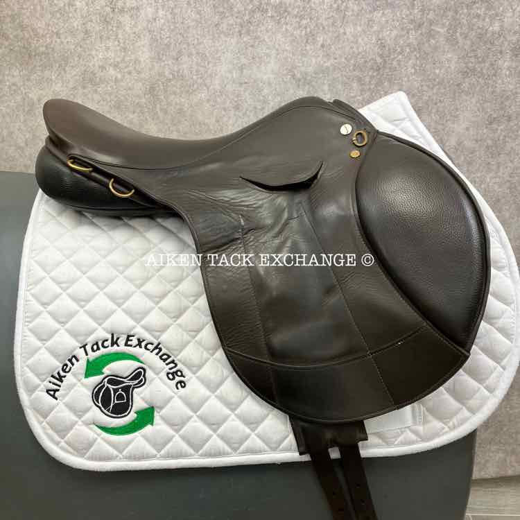 **SOLD** 2012 Jeffries Flyover Monoflap Jump Saddle, 18" Seat, Wide Tree, Wool Flocked Panels
