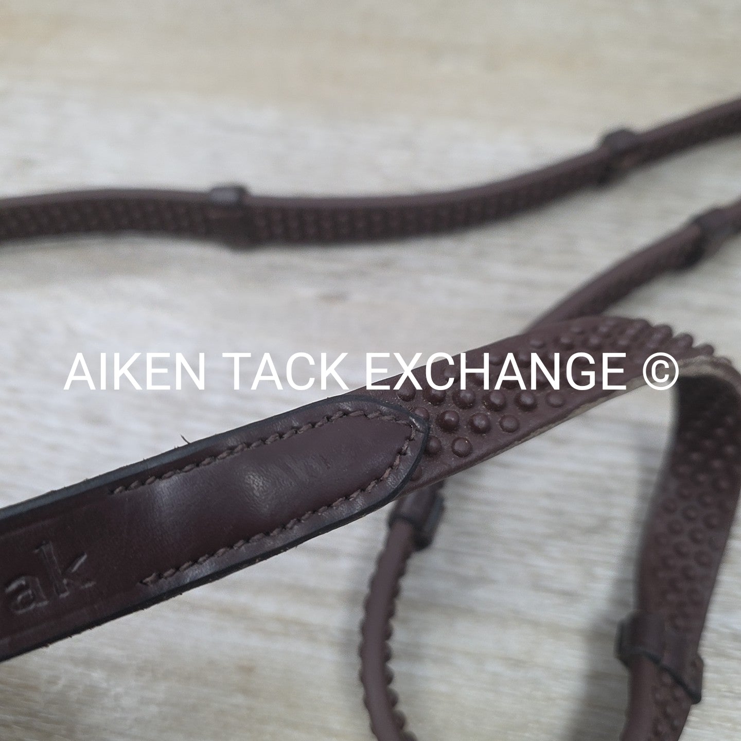KL Select Black Oak Pebble Grip Reins with Hand Stops, Brown, 54"