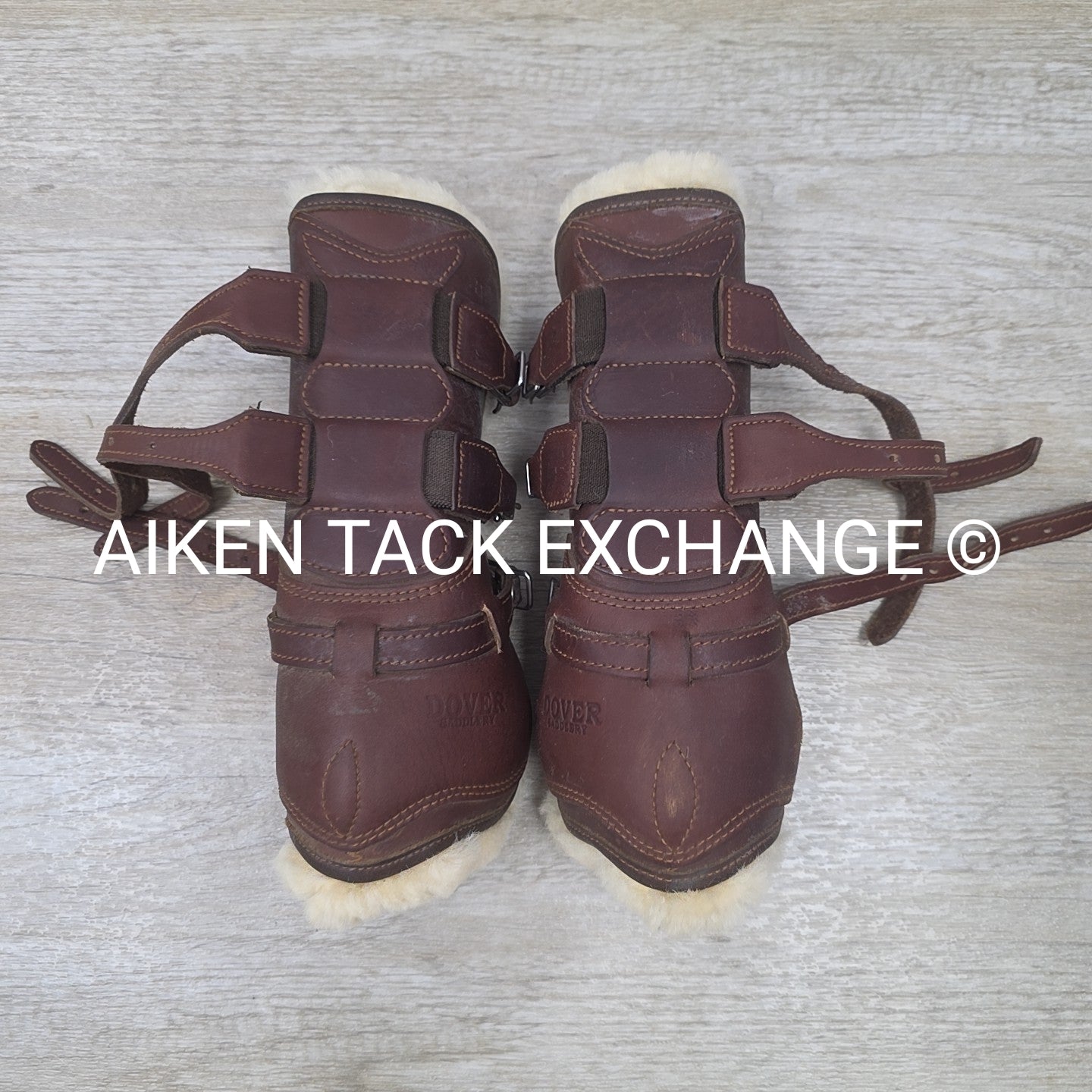 Dover Saddlery Leather Open Front Sheepskin Lined Boots, Size Medium