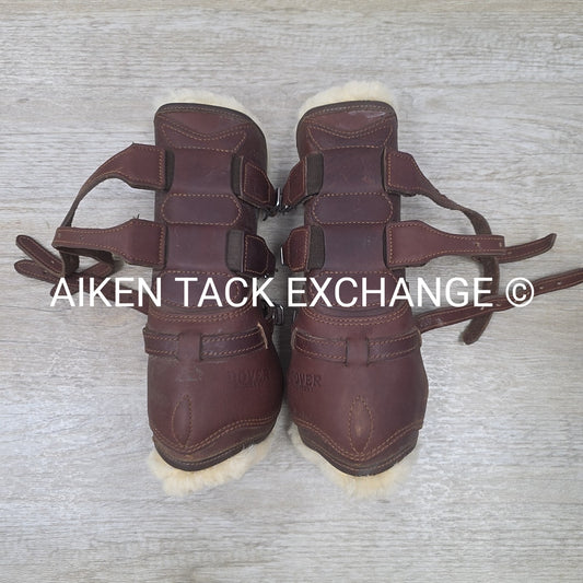 Dover Saddlery Leather Open Front Sheepskin Lined Boots, Size Medium