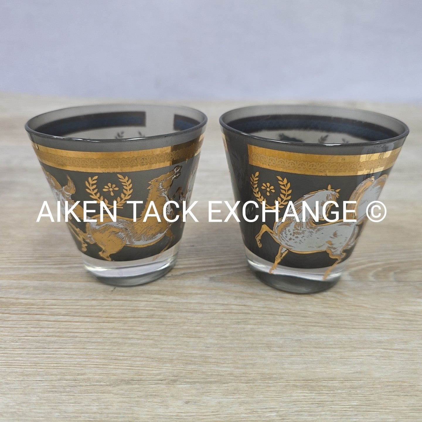 Vintage Culver Gold Wild Horse Glasses, Set of 6