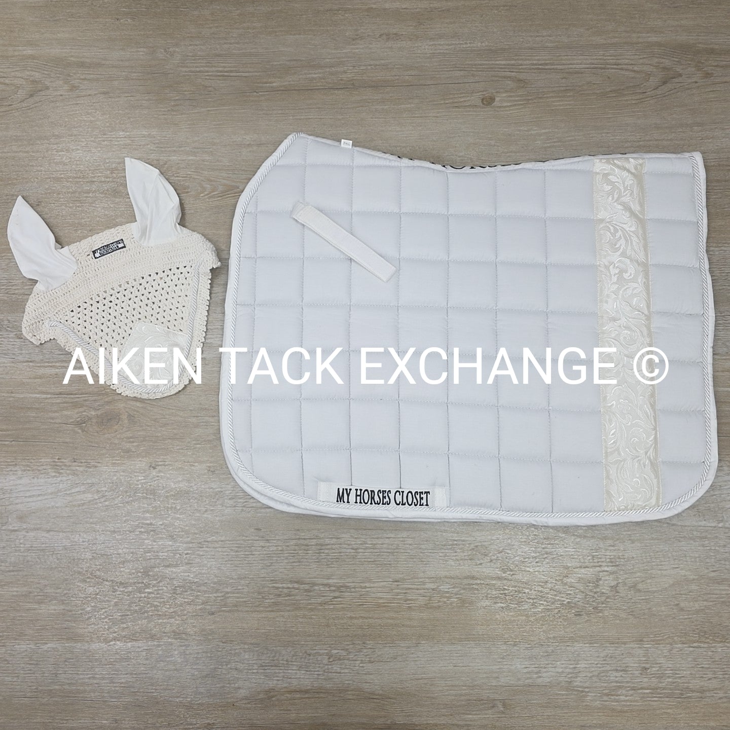 My Horses Closet Square Dressage Saddle Pad & Ear Bonnet, Size Full
