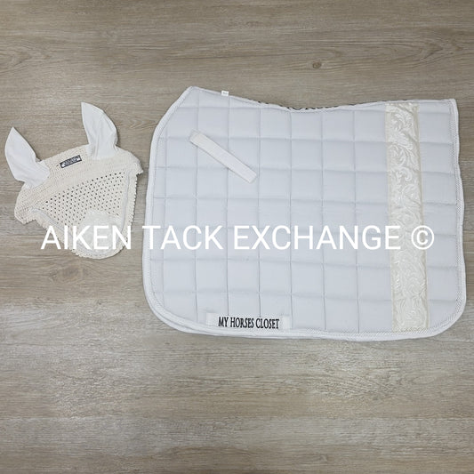 My Horses Closet Square Dressage Saddle Pad & Ear Bonnet, Size Full