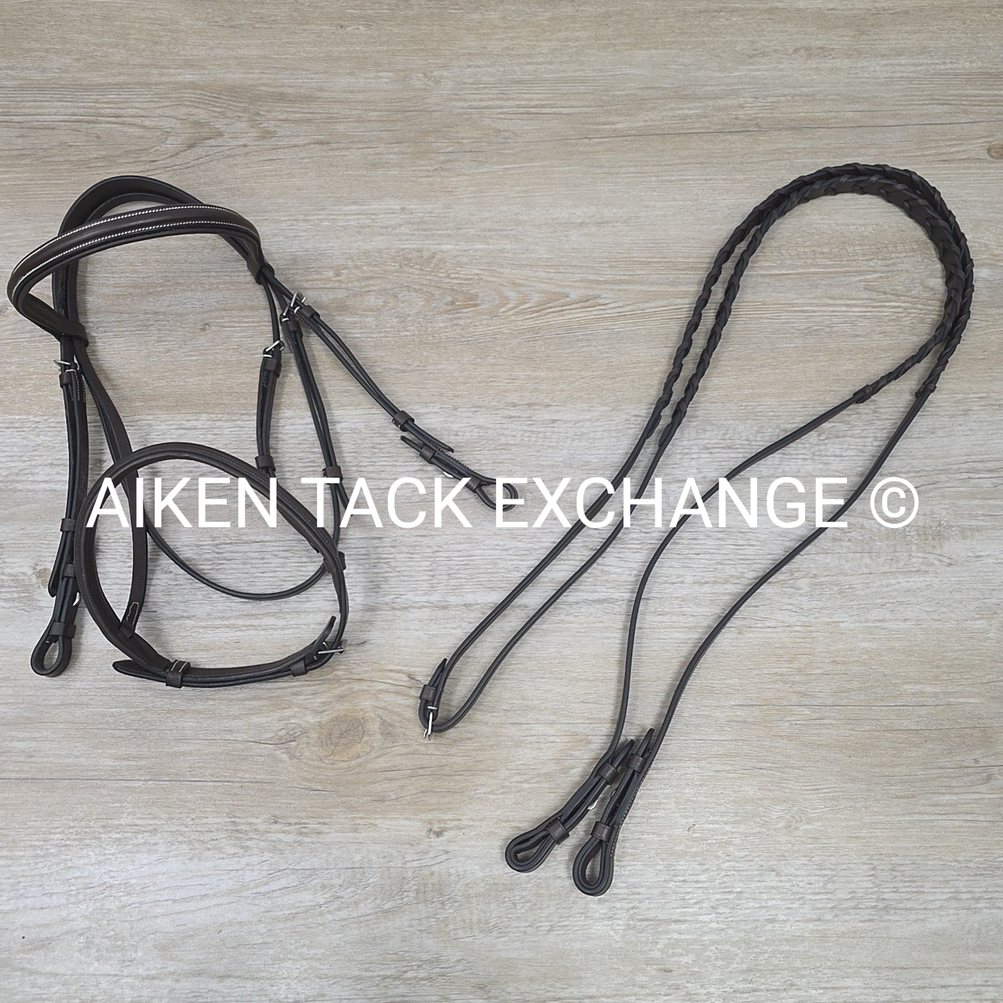 Pinnacle Padded Plain Raised Bridle with Laced Reins, Brown, Size Full