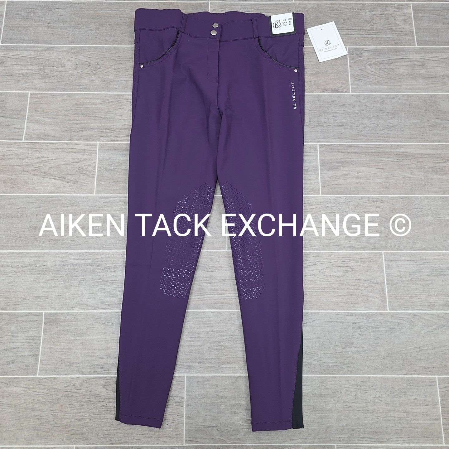 KL Select Gabrielle Knee Patch Breeches, Purple, Women's Size 30R