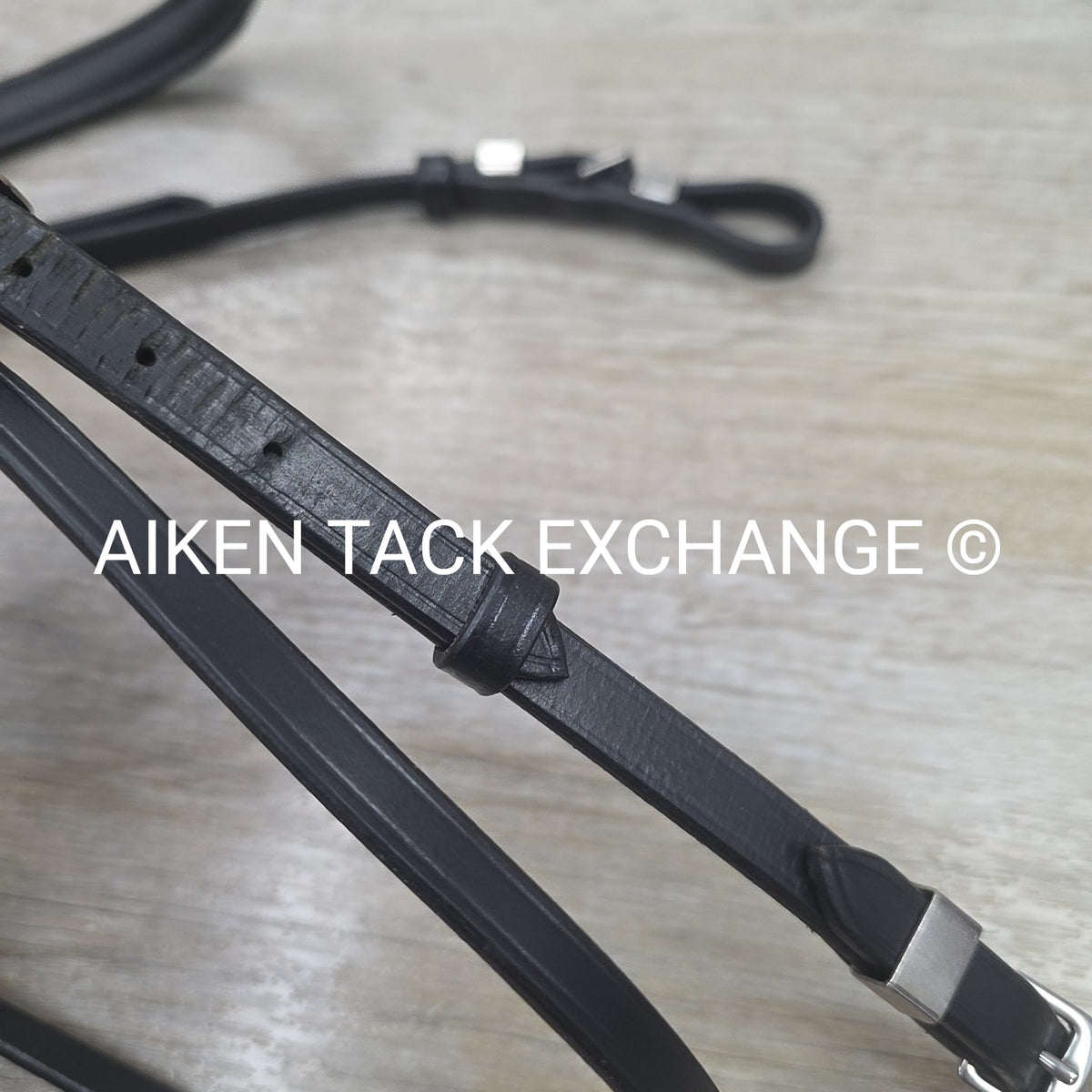 Leather Bridle, No Noseband, with Matching Cotton Web Reins, Black, Oversize