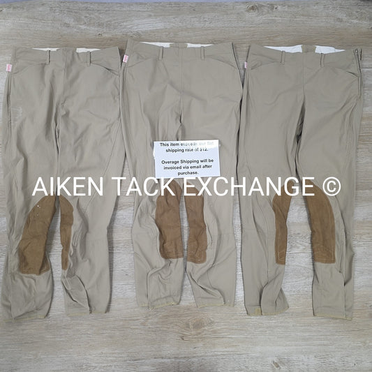 BARGAIN BUNDLE: 3 Pairs Tailored Sportsman Side Zip Knee Patch Breeches, Size 32