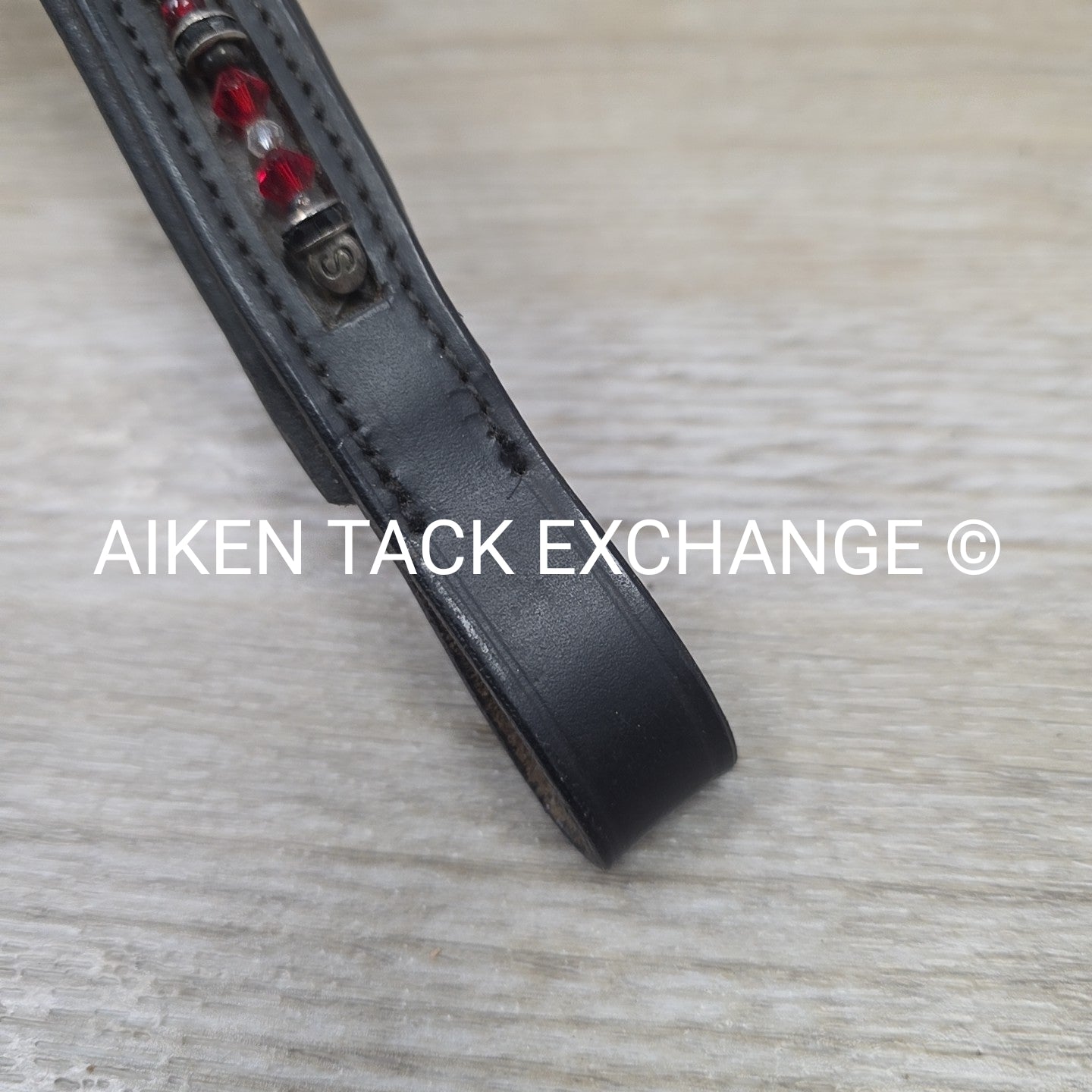 Padded Beaded Browband, Black, 15"