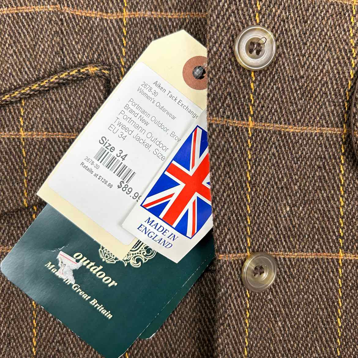 Portmann Outdoor Tweed Jacket, Size EU 34
