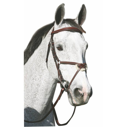 Henri de Rivel Pro Mono Crown Raised Figure Eight Bridle with Rubber Reins: Havana / Oversize