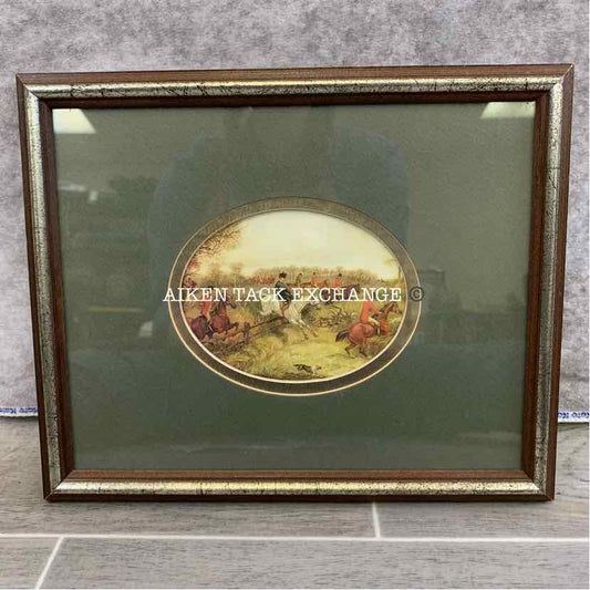 Framed Foxhunting Print, 11" x 9"