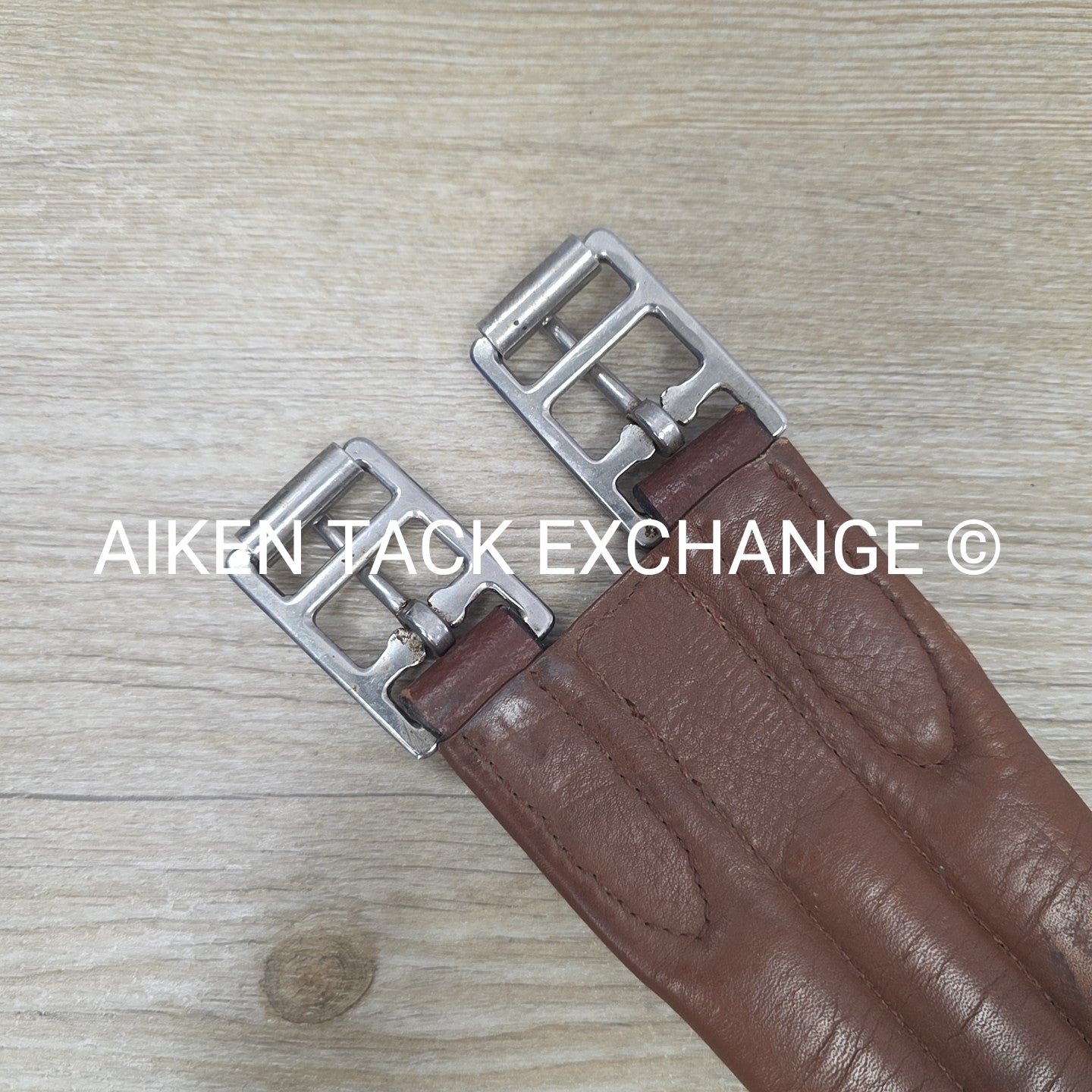 Leather Girth with Single End Elastic, Brown 54"