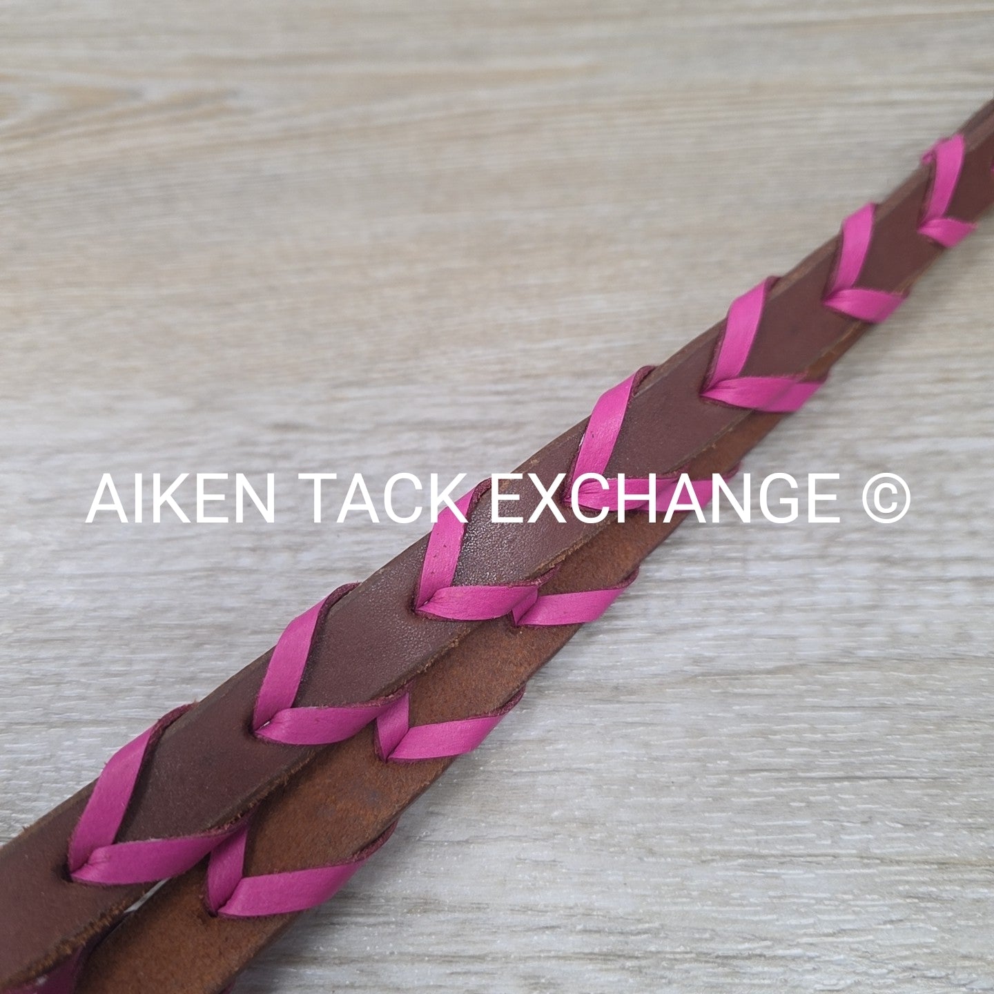 Rafter T Ranch Company Pink Plaited Browband Headstall with Matching Reins