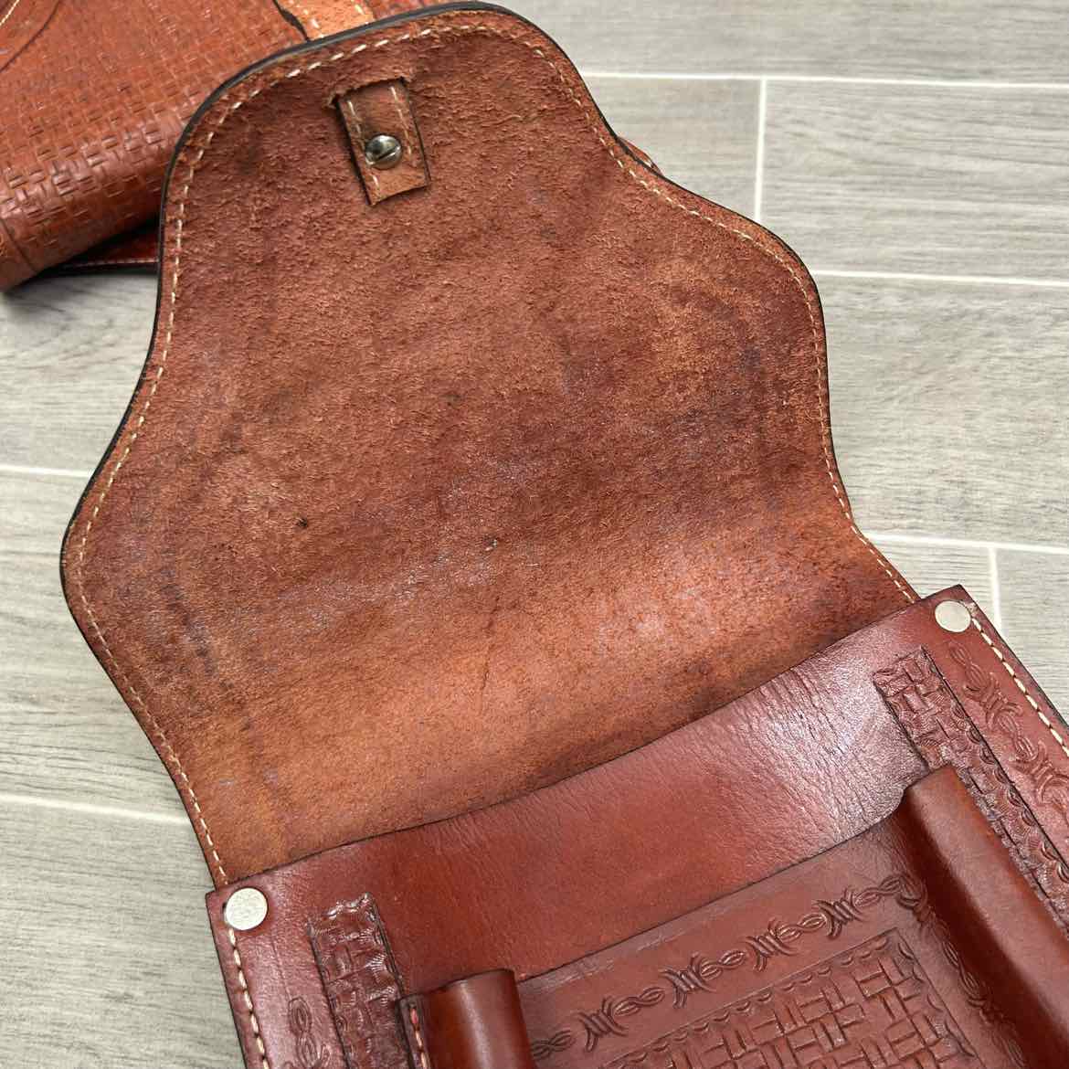 Tooled Leather Saddle Bag