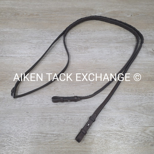 Dy'on Square Raised Fancy Stitched Laced Reins, Brown, 56"