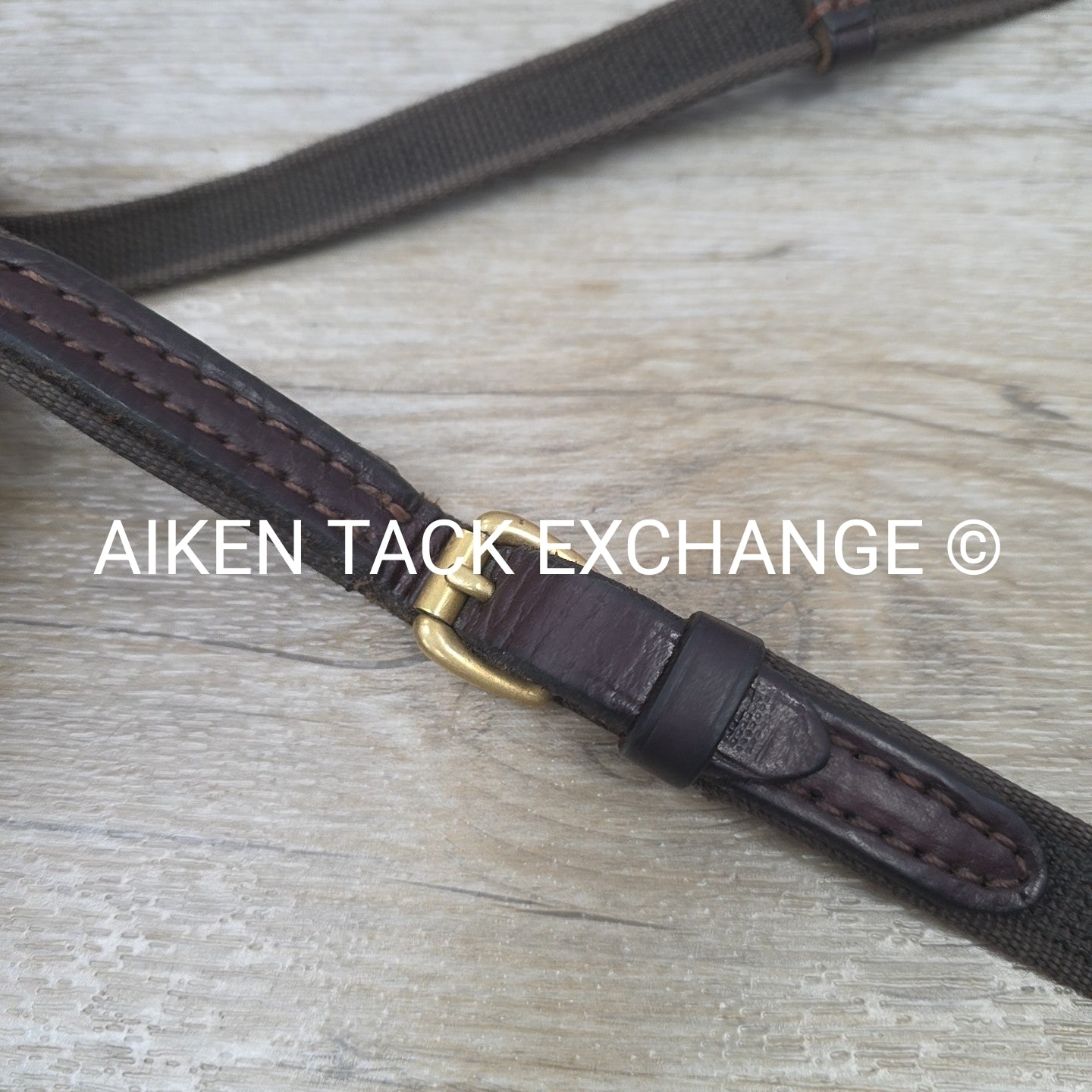 Rubberized Grip Reins with Hand Stops, Brown & Brass, 58"