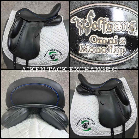 2019 Custom Saddlery Wolfgang Omni 2 Monoflap Dressage Saddle, 17.5" Seat, Adjustable Tree, Wool Flocked Hybrid Panels
