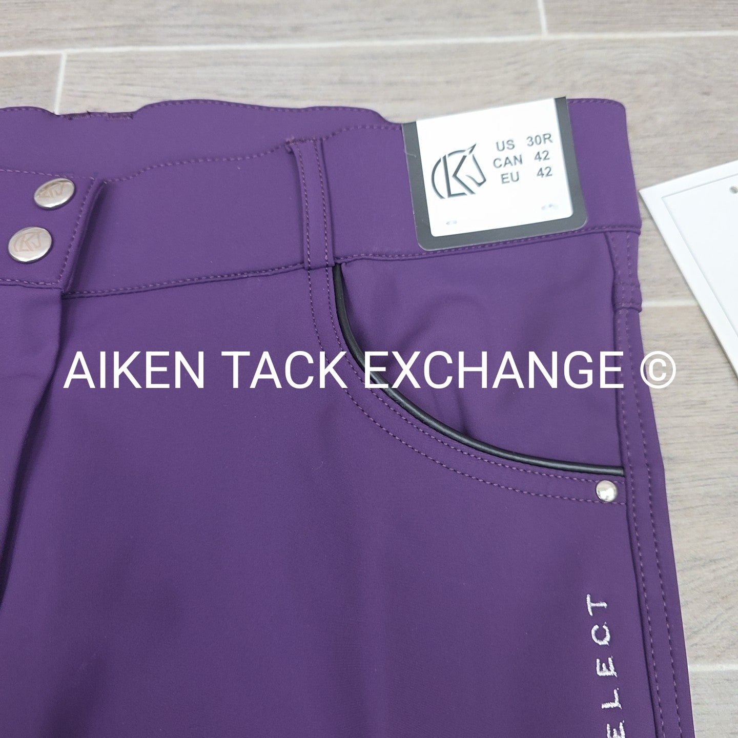 KL Select Gabrielle Knee Patch Breeches, Purple, Women's Size 30R