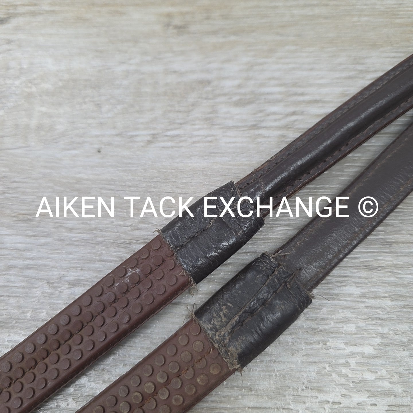 Plain Raised Rubber Reins, Brown, Size Cob / 54"