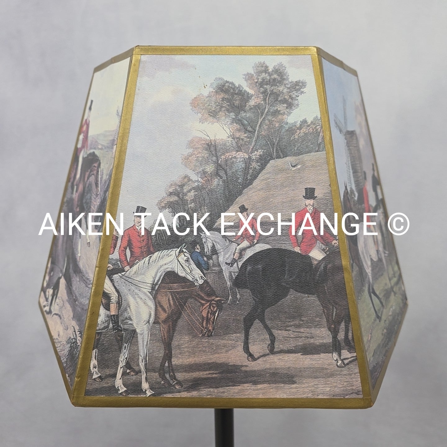 Tall Lamp with Foxhunting Scene