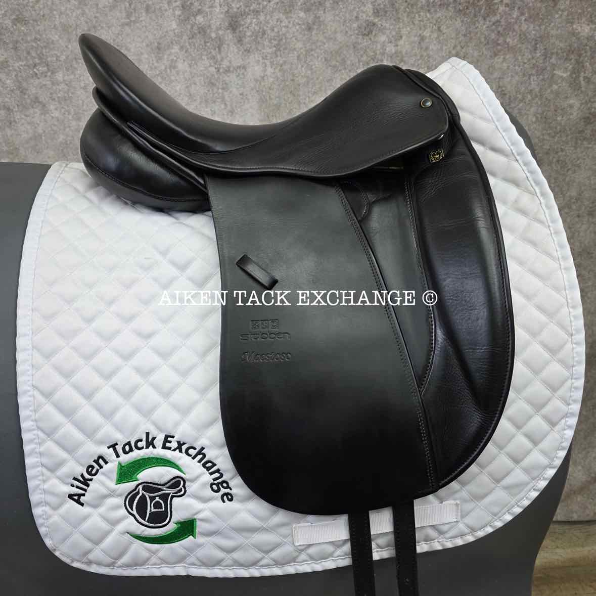2003 Stubben Maestoso Dressage Saddle, 17" Seat, 32cm Tree - Extra Wide, Wool Flocked Panels