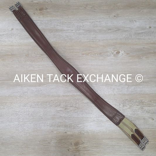 Leather Girth with Single End Elastic, Brown, 52"