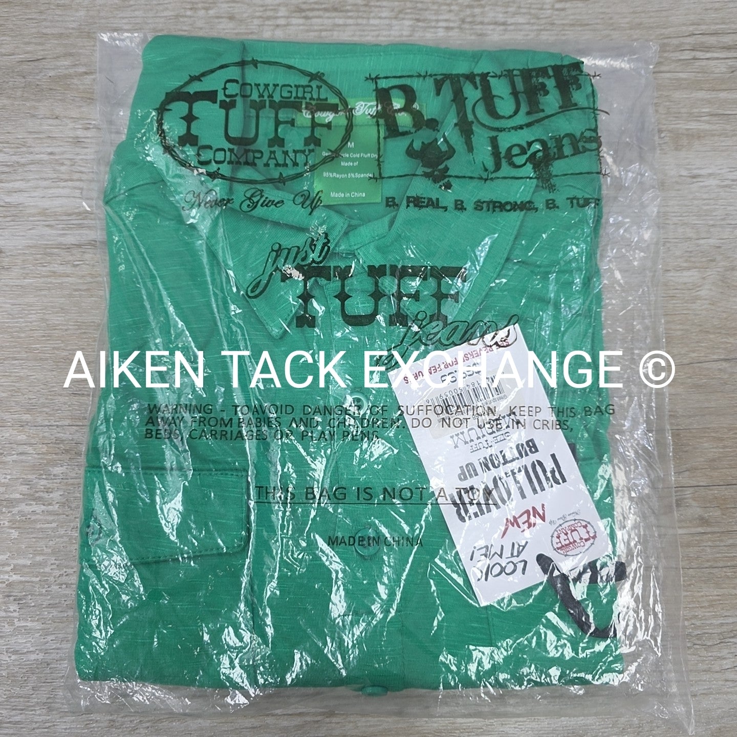 Cowgirl Tuff Sport Jersey Pullover Button Up Shirt, Green, Women's Medium