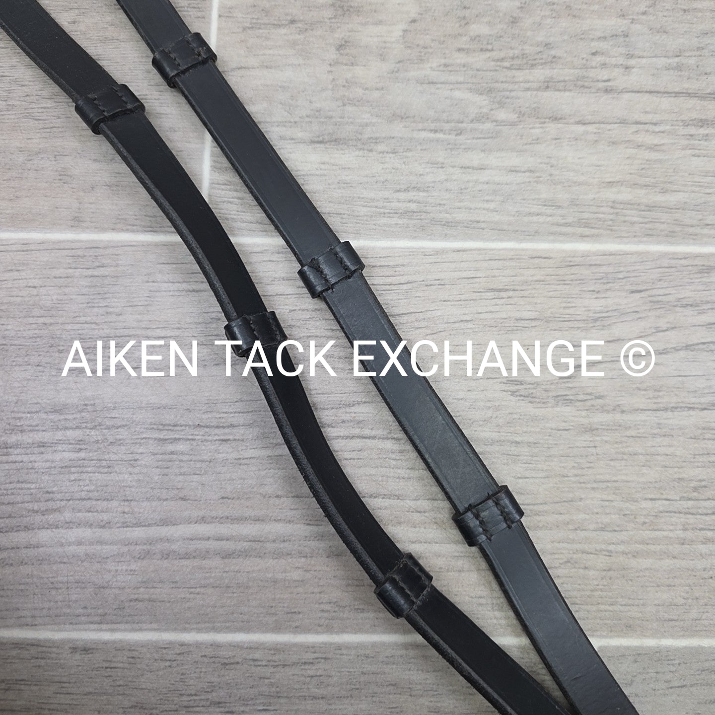Leather Reins with Hand Stops, Black, Size Full