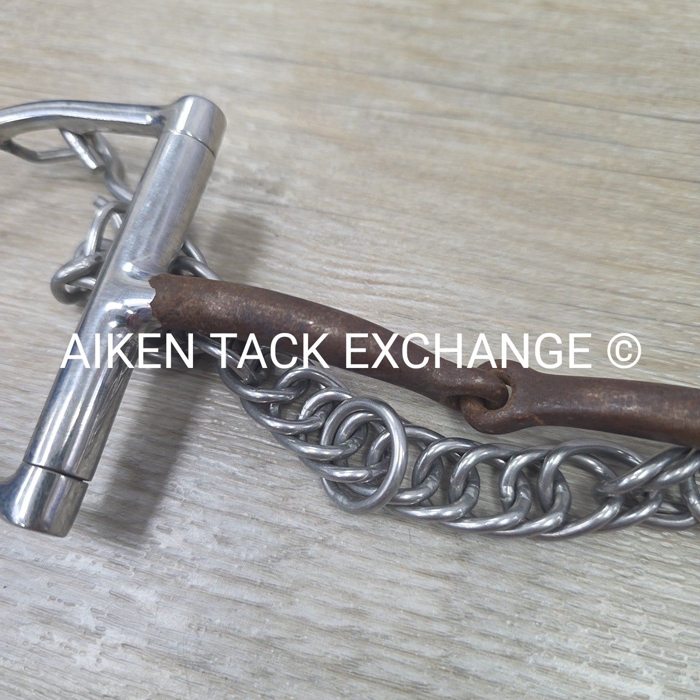 Single Joint Sweet Iron Copper Inlay D Ring Bit with Hooks & Curb Chain 5"