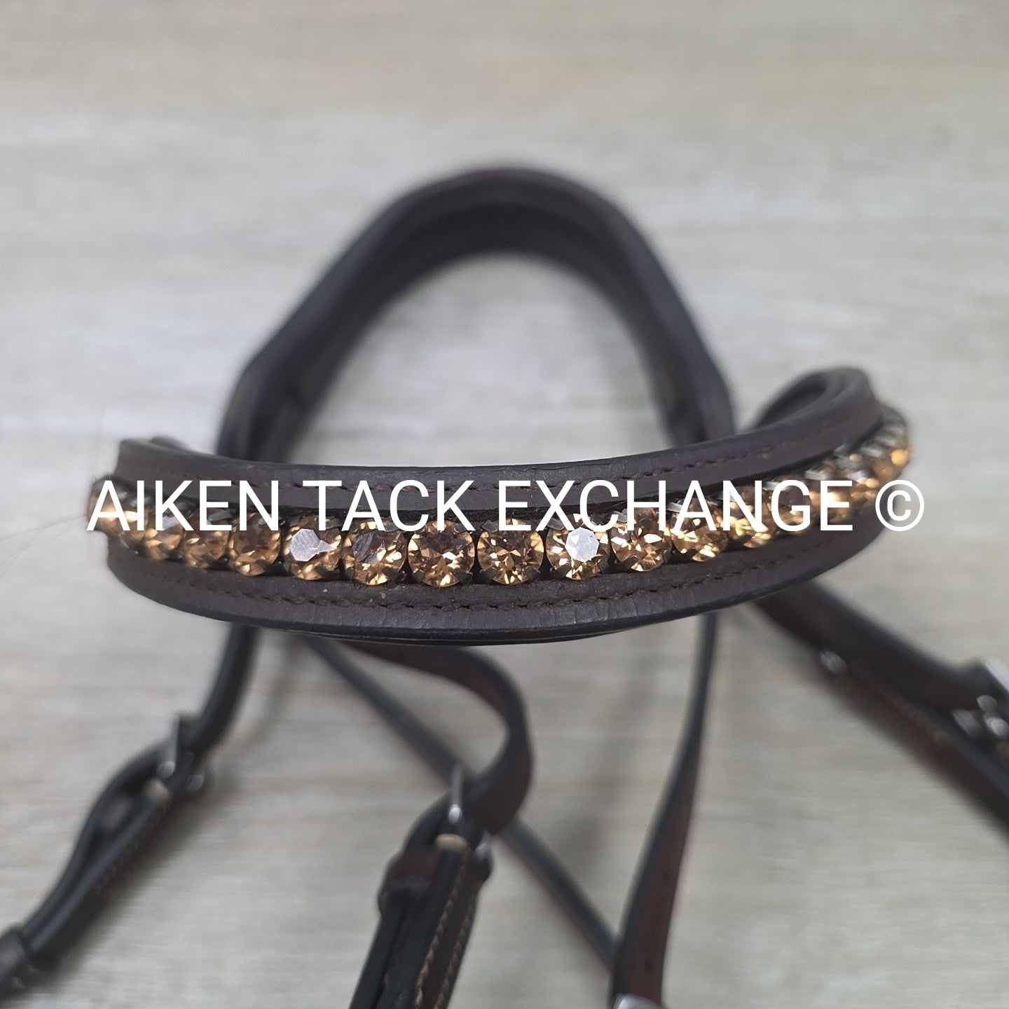 Nunn Finer Arianna Bridle with Halter Ego Bling Browband, No Reins, Brown, Full