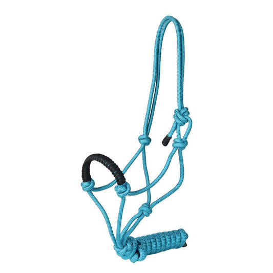 TuffRider Rugged Rope Halter Braided Noseband with matching lead: Blue / Horse