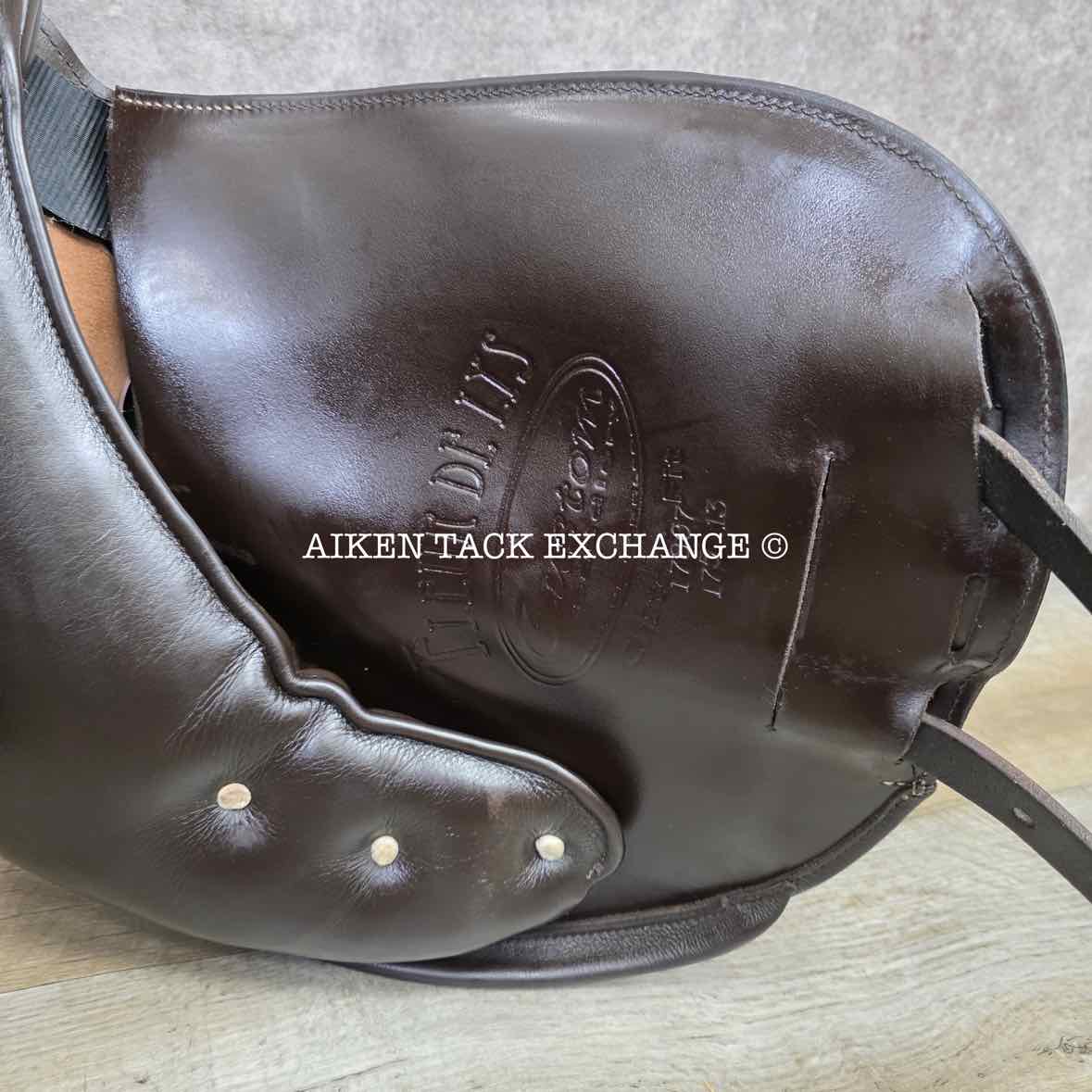 **SOLD** 2018 Custom Saddlery Fleur De Lys Monoflap Jump Saddle, 17.5" Seat, Adjustable Tree, Wool Flocked Panels