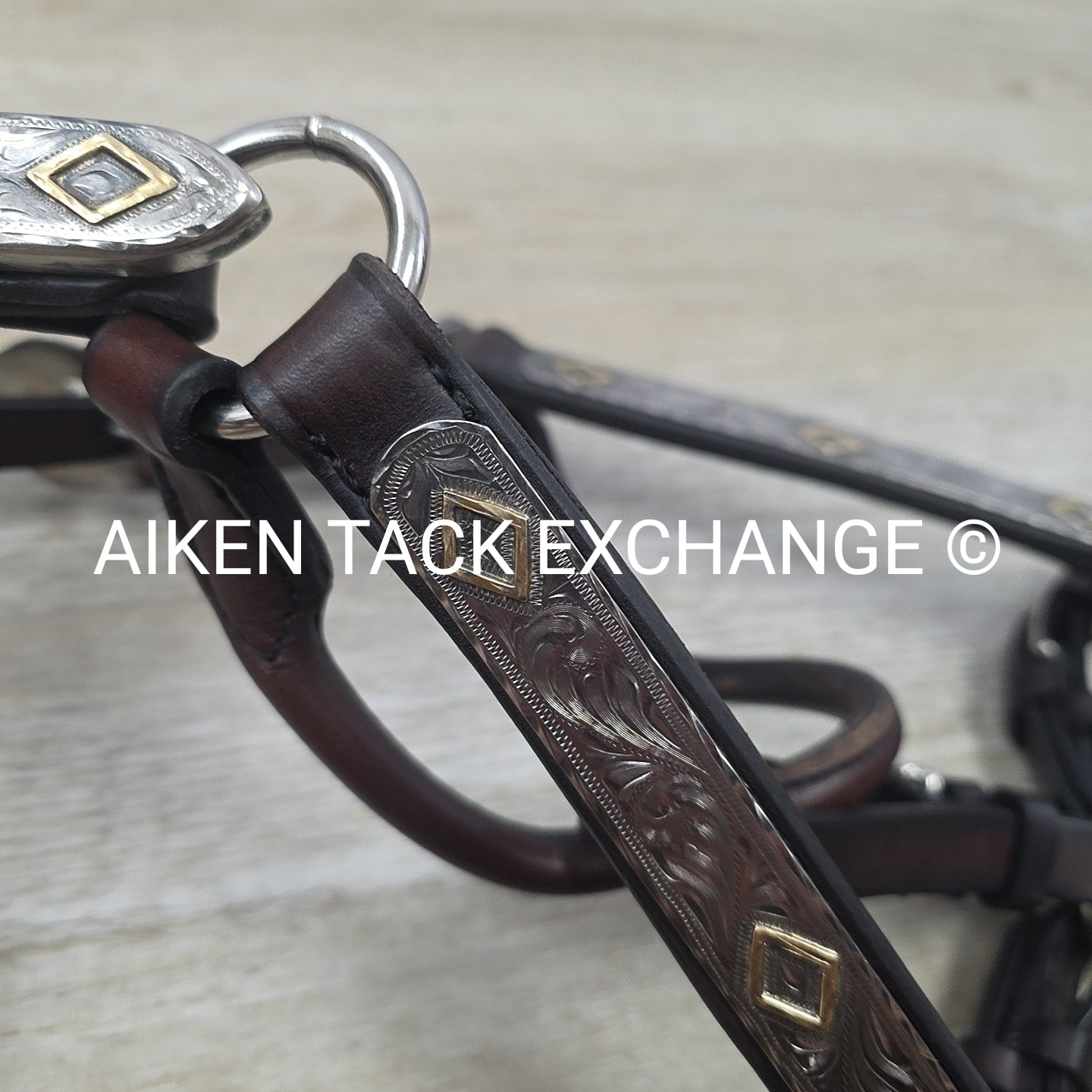 Tory Leather Silver Plated Diamond Show Halter, Size Full