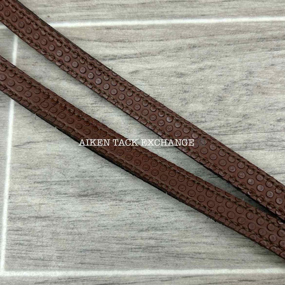Rubber Lined Curb Reins, Brown, 53"