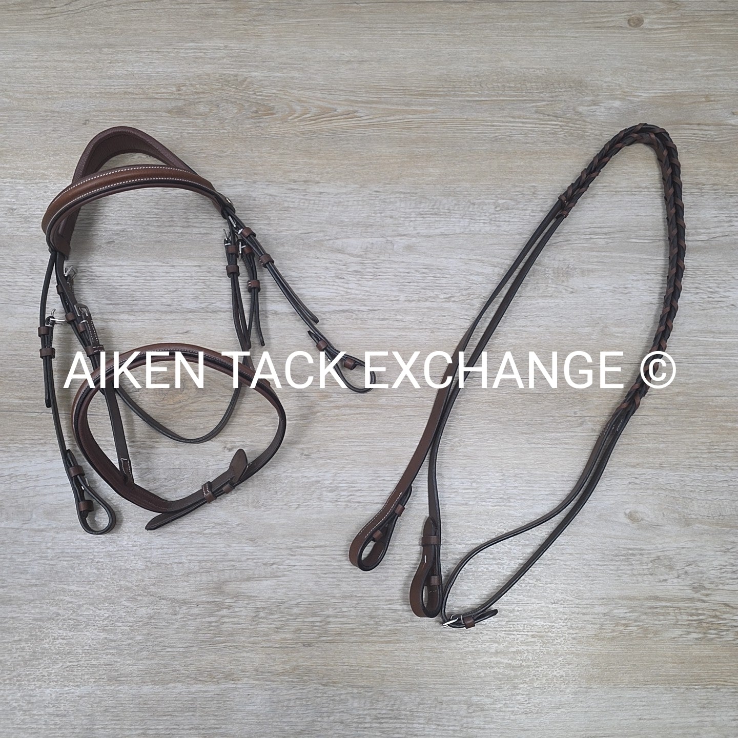 HDR Pro Mono Crown Padded Bridle with Reins, Australian Nut, Size Cob