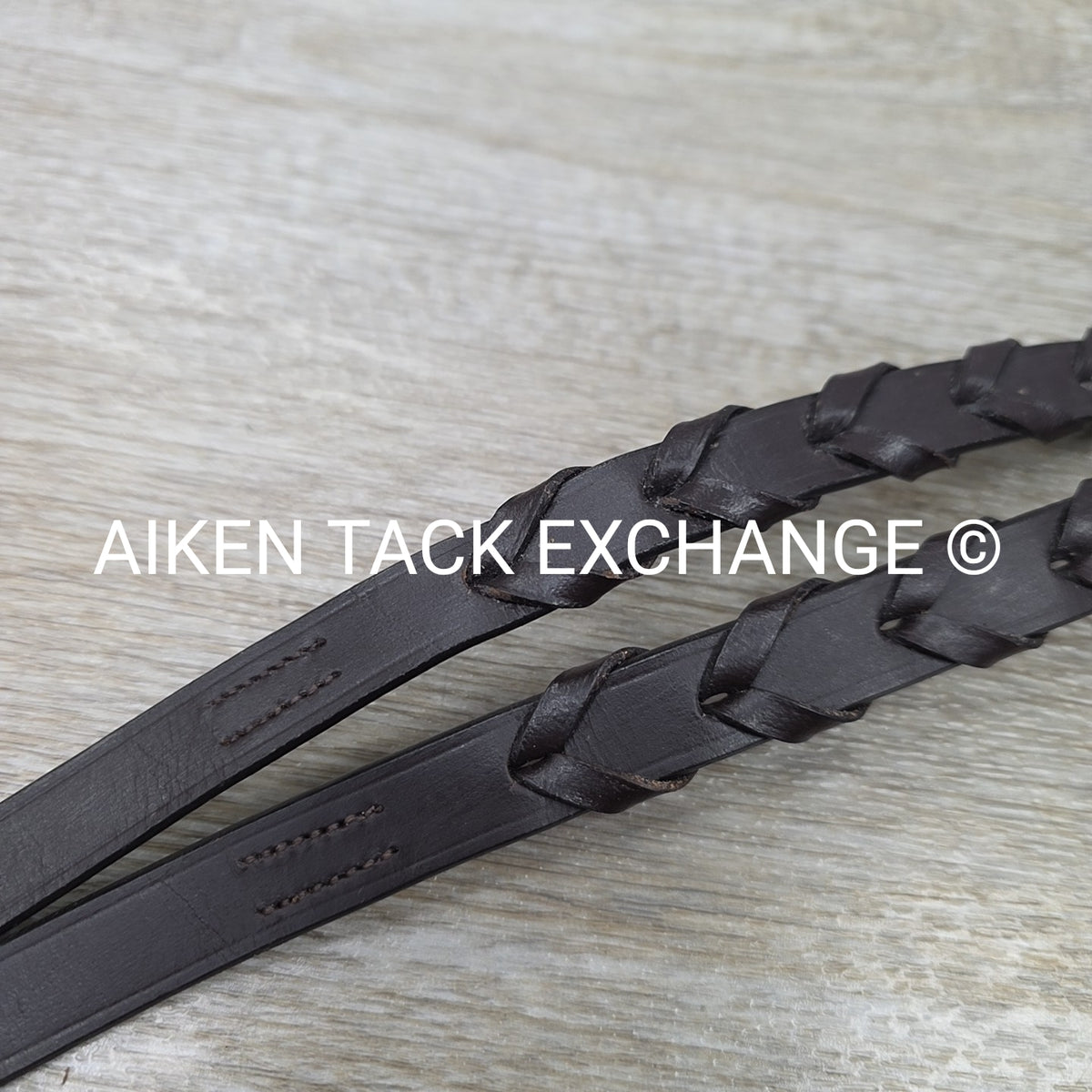 Flat Laced Reins, Brown, 62"