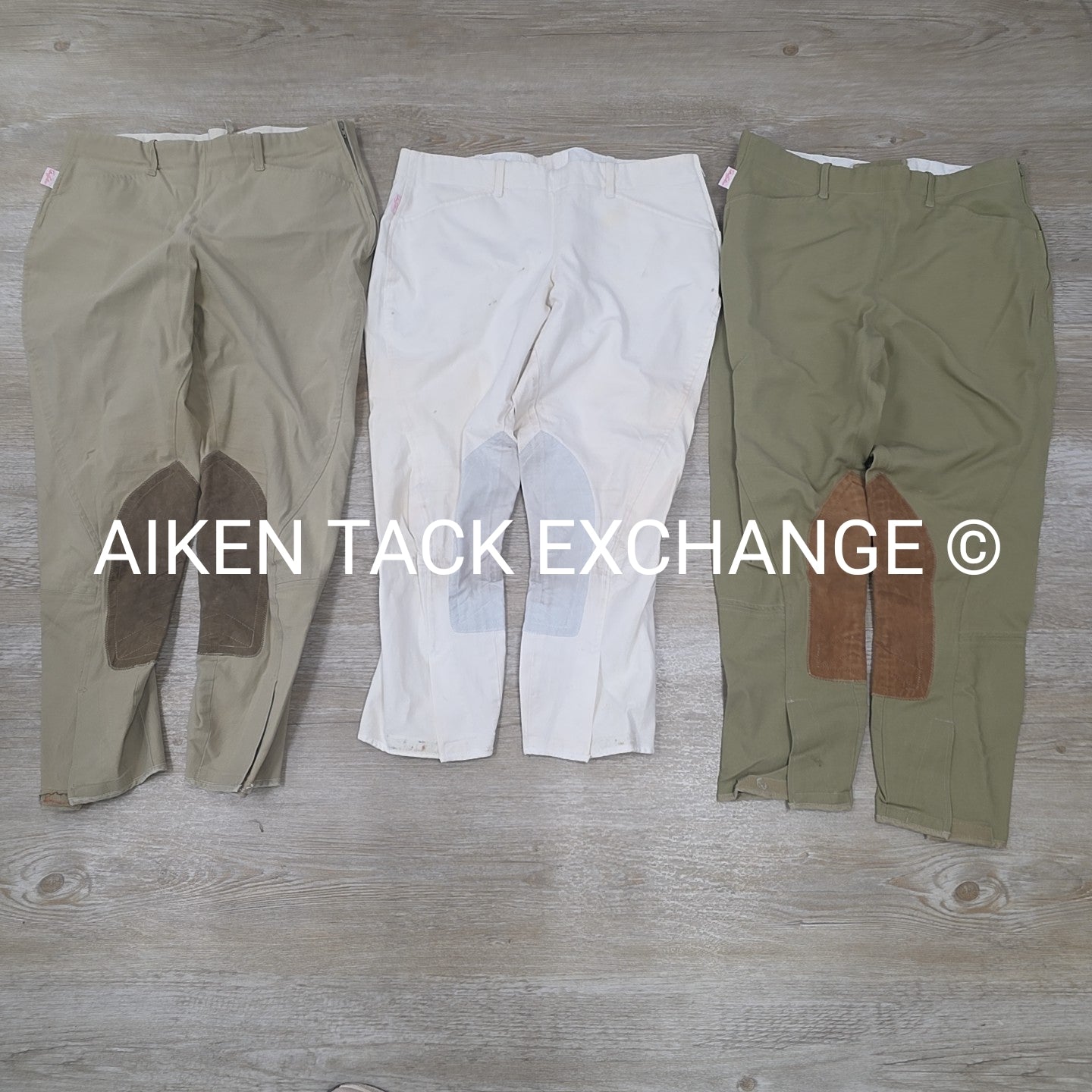 BARGAIN BUNDLE: 3 Pairs Tailored Sportsman Size Zip Knee Patch Breeches, 32