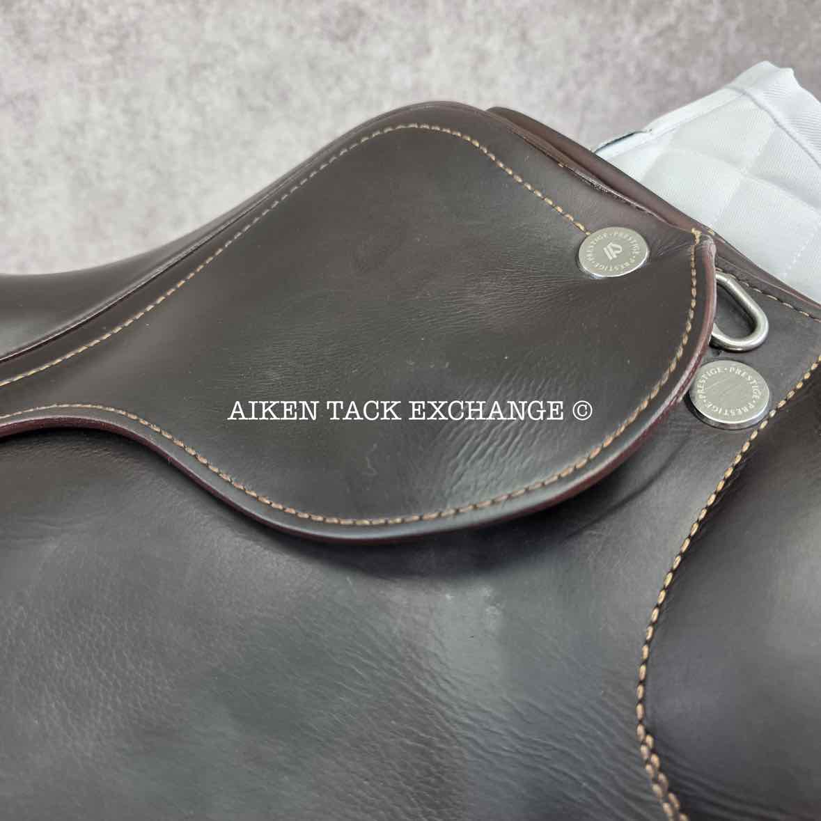 **SOLD** 2023 Prestige X-Advanced K Monoflap Jump Saddle, 18" Seat, 35 Tree - MW/W, Wool Flocked Panels