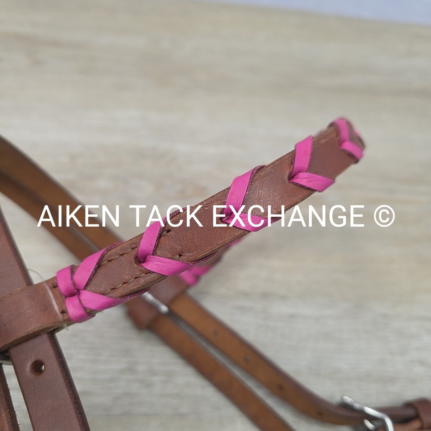 Rafter T Ranch Company Pink Plaited Browband Headstall with Matching Reins