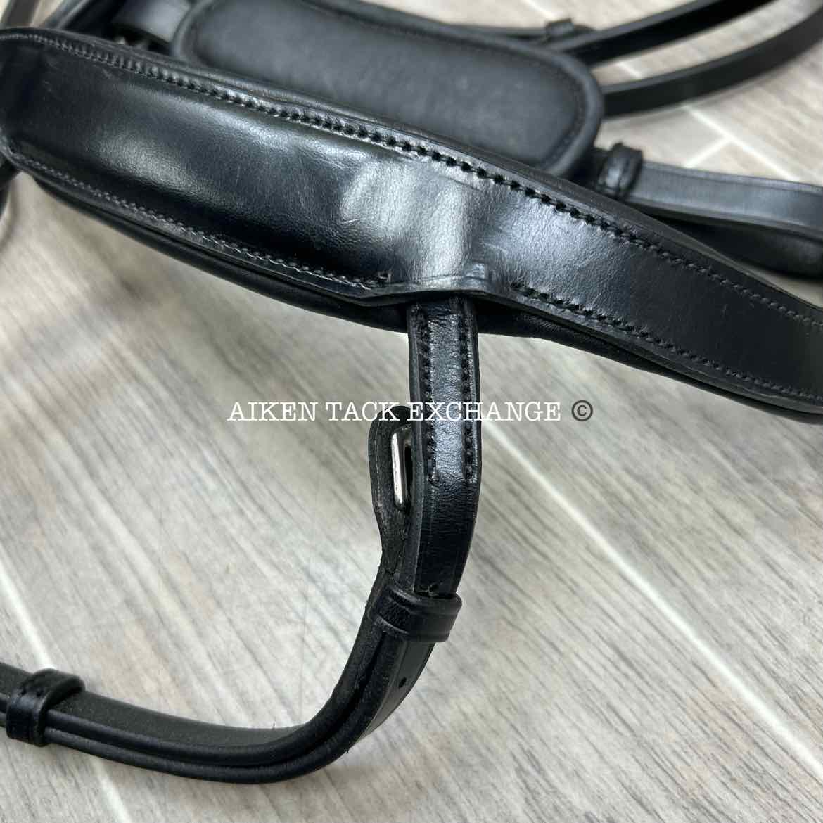 KL Select Red Barn Arena Ergonomic Bridle with Reins, Black, Size Full