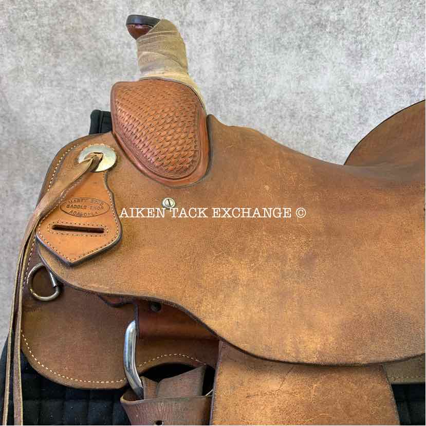 **SOLD** Marty Byrd Saddle Shop Roping Western Saddle, 16" Seat, Regular Tree - Semi QH Bars
