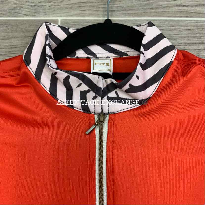 Women's S, FITS Cool Breeze Long Sleeve UPF Sun Shirt, Orange/Zebra, Brand New