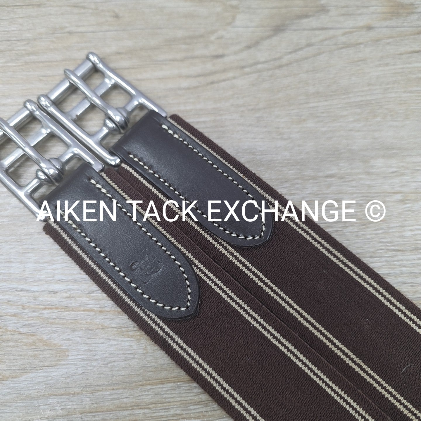 Fancy Stitched Girth with Double End Elastic, Brown, 48"