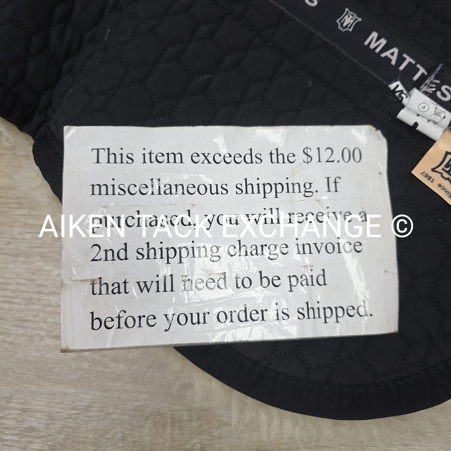 Mattes Gold 100% Woolpile Saddle Pad Half Pad, Size Large - VS