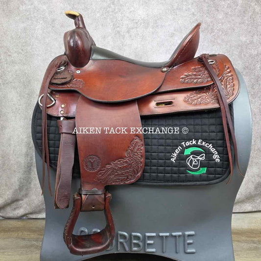1997 Circle Y 2175 All-Around Western Saddle, 17" Seat, Regular Tree - Semi QH Bars